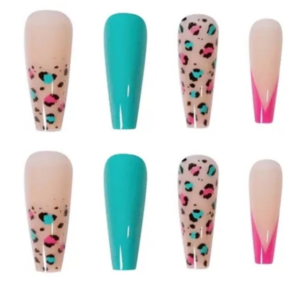 24pcs Multicolor French Tip Press On Nails - Picture 3 of 4